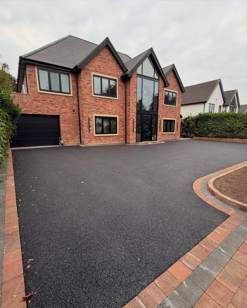 large tarmac driveway completed for a bespoke home near Southend Essex