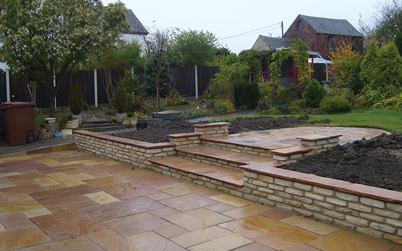 large natural stone patio completed in Rayleigh Essex