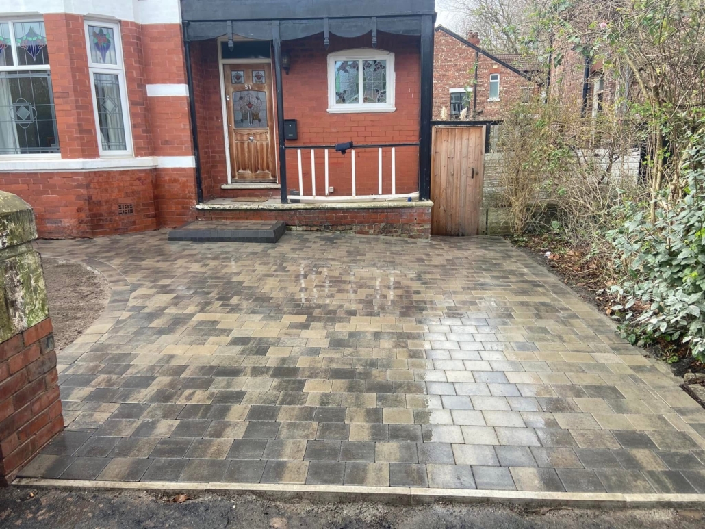 large block paving driveway